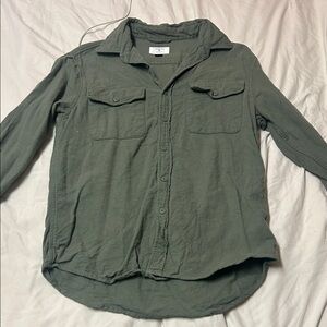 American Eagle Olive Green Button-Up Shirt
